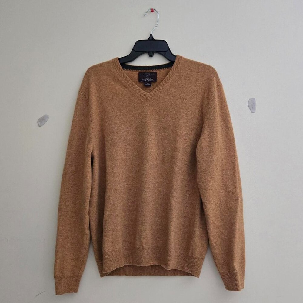 Black Brown 1826 Tan brown V-neck cashmere sweater